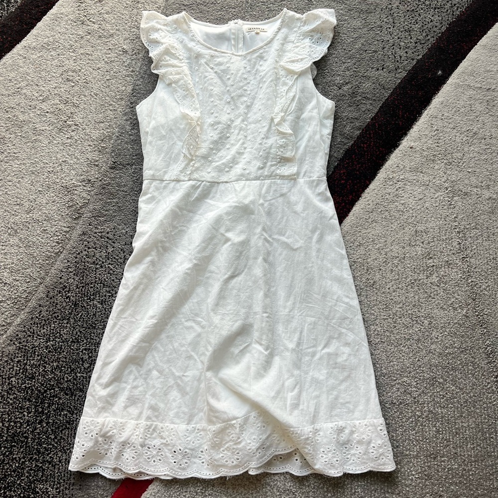 Jessakae White Eyelet Detail Flutter Sleeve MIDI Dress